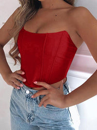 Strapless Corset-Style Tube Top – Available in Hot Pink, Scarlet, Black, and White