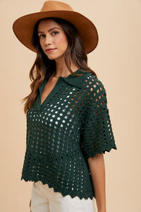 Openwork Knit Johnny Collar Cover-Up