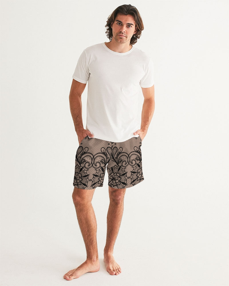 Black & Nude Lace 7" Classic Men Swim Trunk