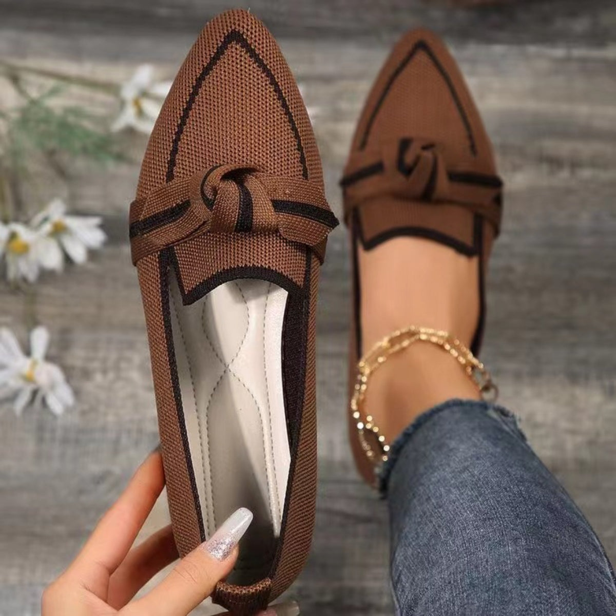 Pointed Toe Bow Detail Loafers – Casual Flats in Multiple Colors