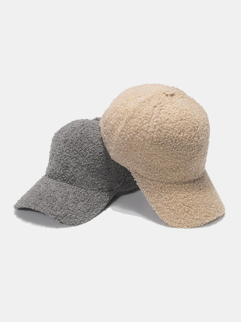 Fuzzy Baseball Cap – Adjustable Warm Polyester Hat in Multiple Colors