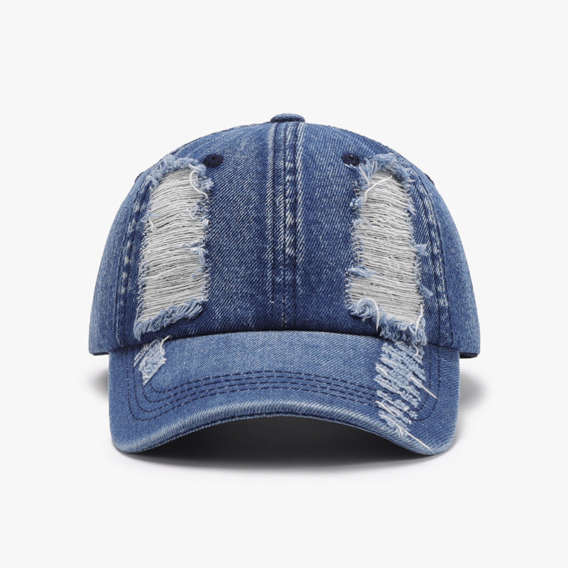 Distressed Denim Baseball Cap – Adjustable Cotton Hat in Multiple Colors