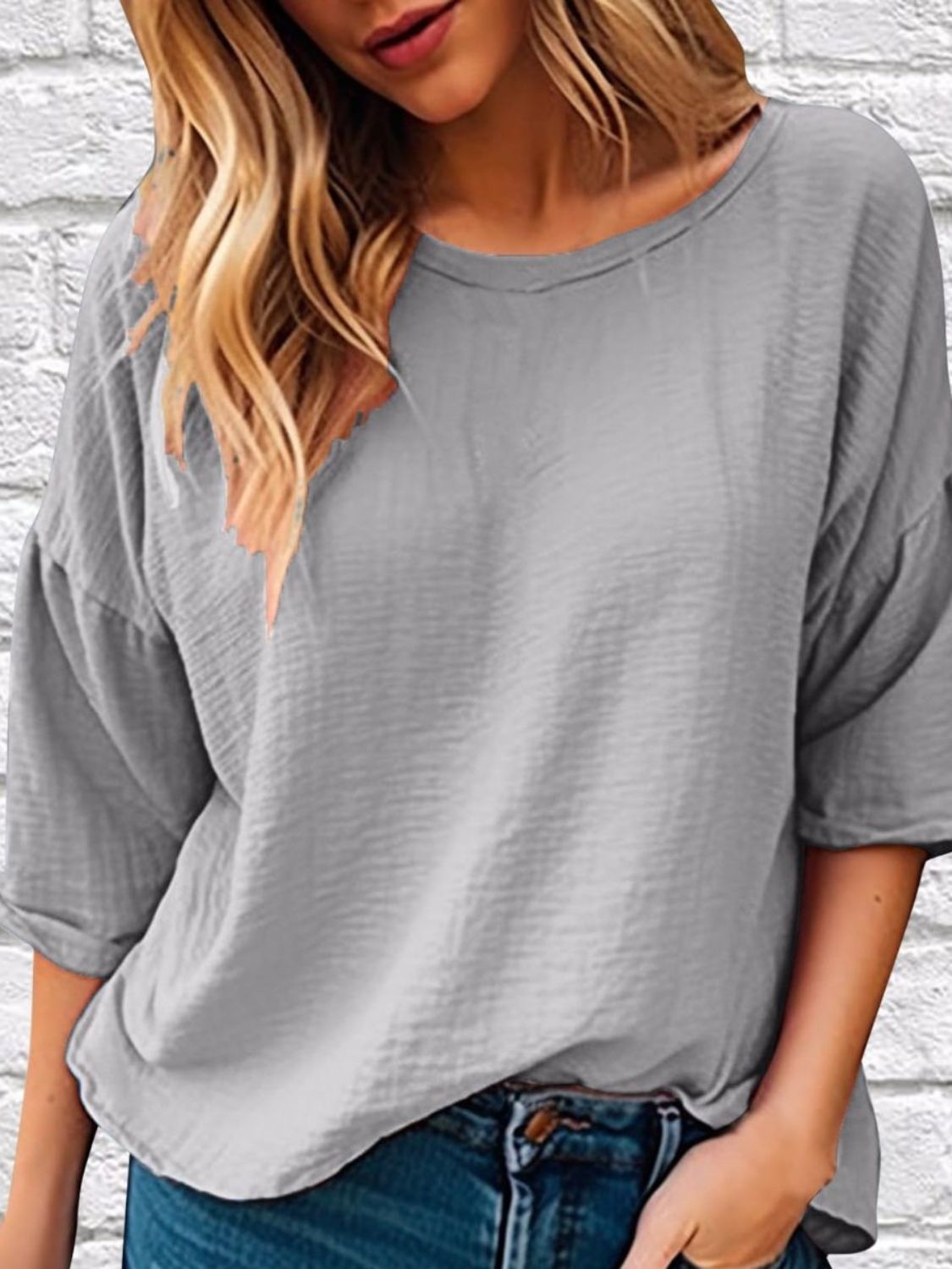 Women’s Relaxed Fit 3/4 Sleeve Top – Casual Comfort in 4 Colors