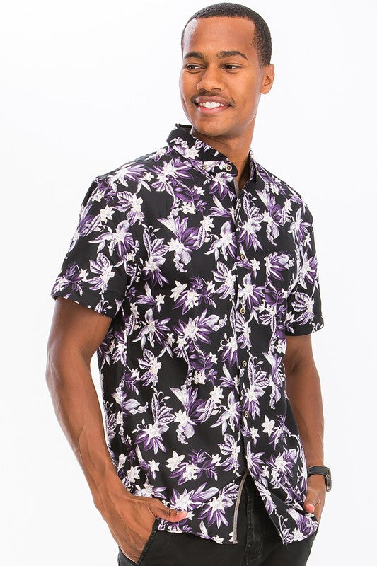 Hawaiian Purple Haze Button Down Shirt