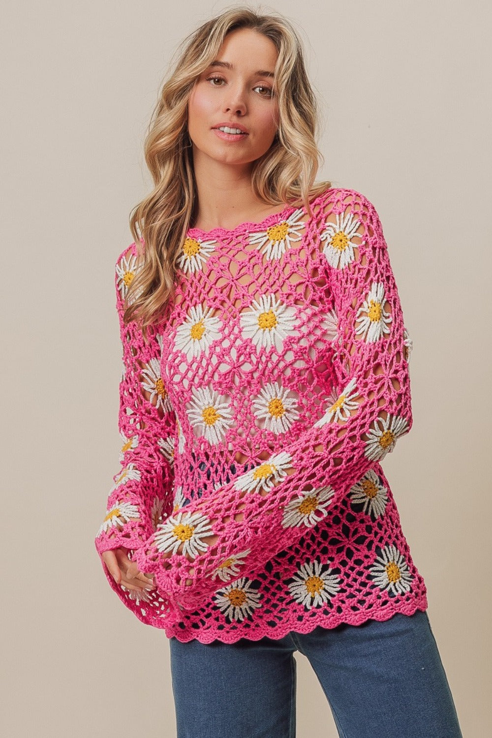 Boho Daisy Crochet Lace Cover Up