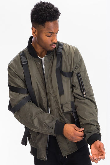 Utility Strap Bomber Jacket