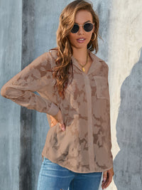 Women’s Floral Textured Button-Up Shirt – Semi-Sheer Elegance in 5 Colors