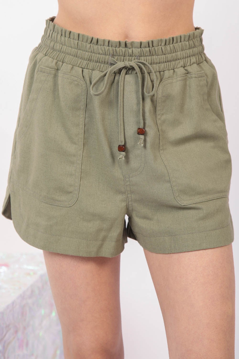 Women's Eco-Friendly Drawstring Linen Shorts with Side Pockets