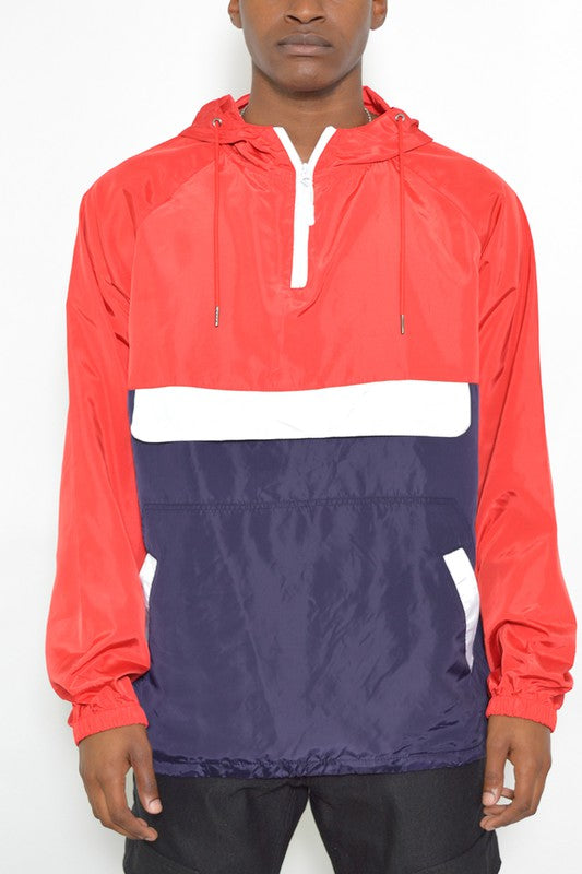 Color Block Anorak Pullover Windbreaker