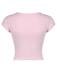 Women’s Lace Detail Short Sleeve Top – Sweet & Stylish in 6 Colors