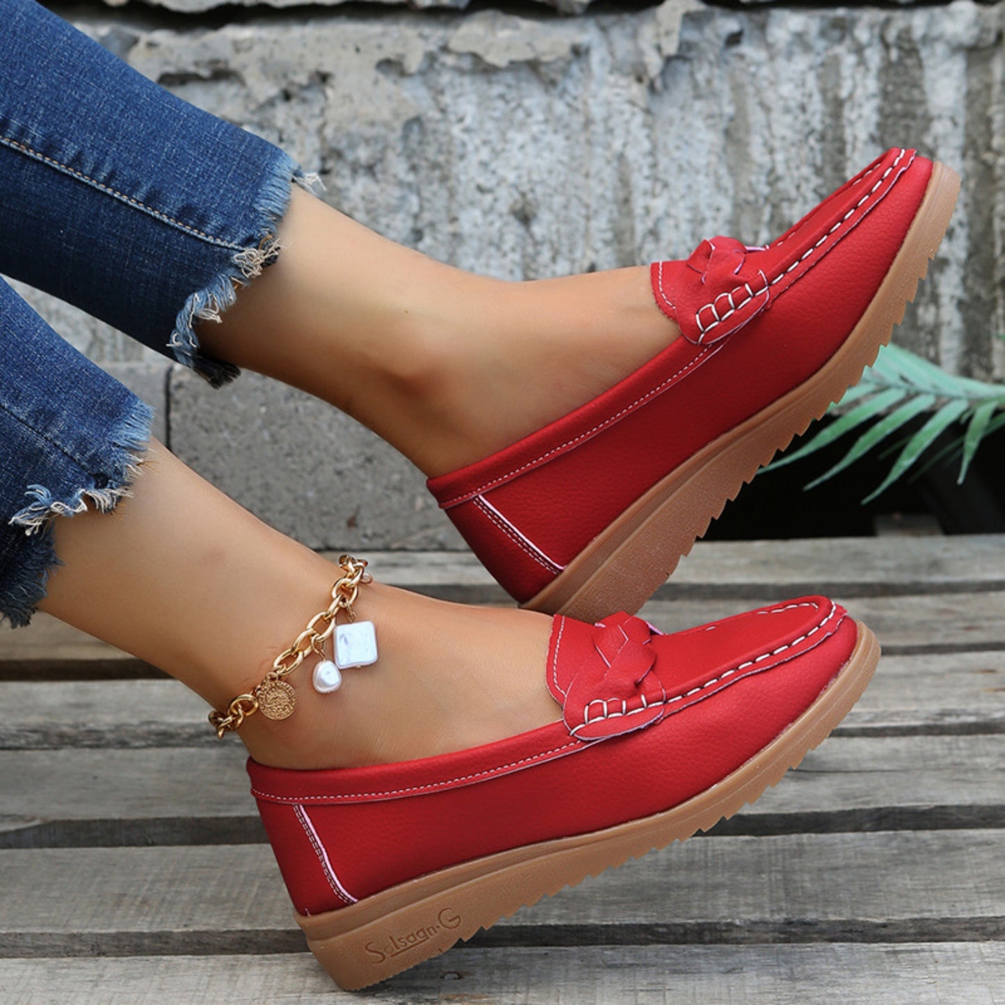 Classic Slip-On PU Leather Loafers – Available in Burnt Orange, Black, Navy & Deep Red