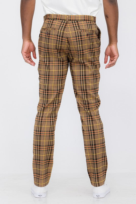 Plaid Trouser Pants Brown