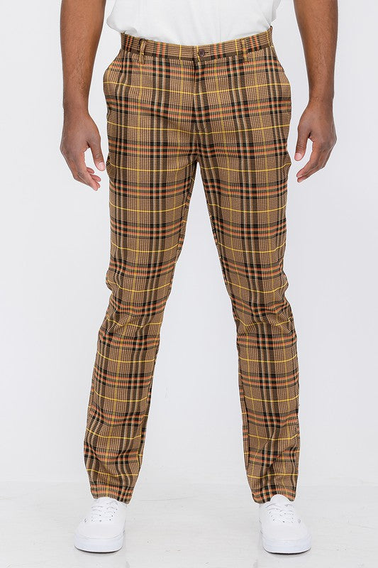 Plaid Trouser Pants Brown