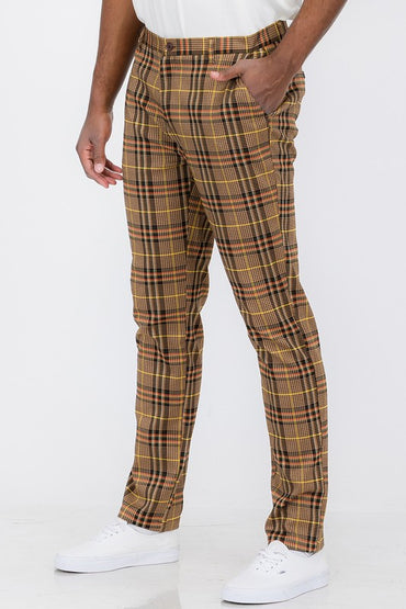 Plaid Trouser Pants Brown