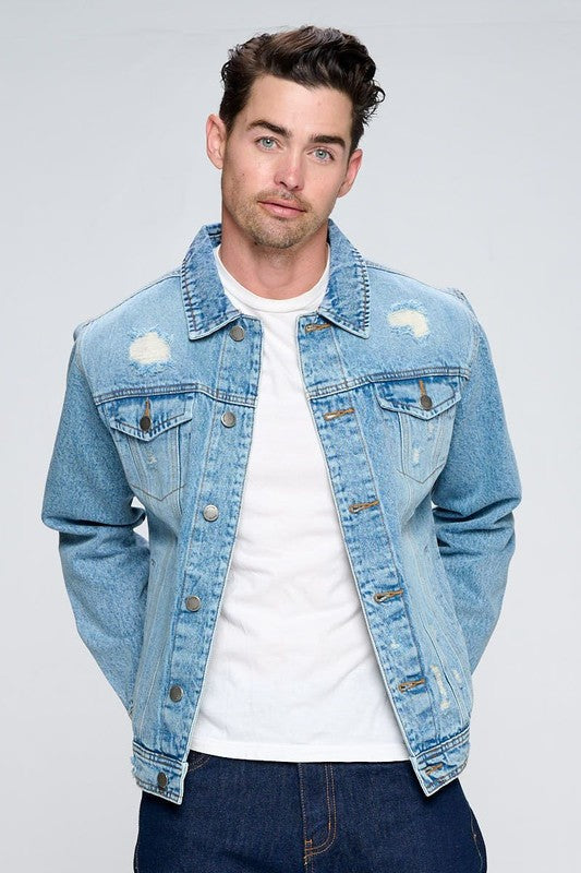 Men's Denim Jacket Light Distressed