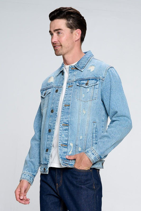 Men's Denim Jacket Light Distressed