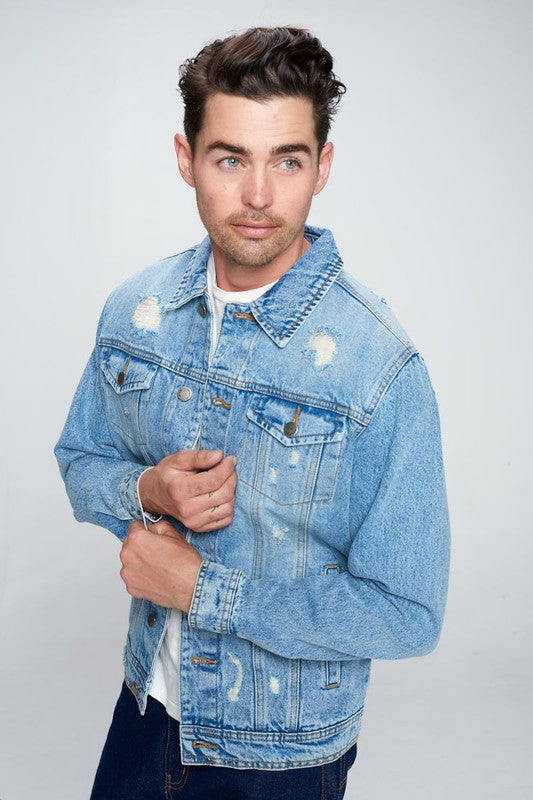 Men's Denim Jacket Light Distressed