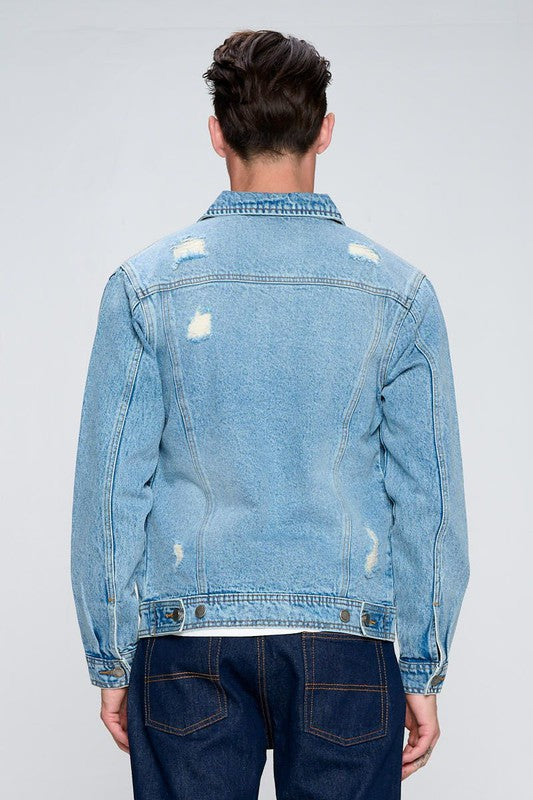 Men's Denim Jacket Light Distressed