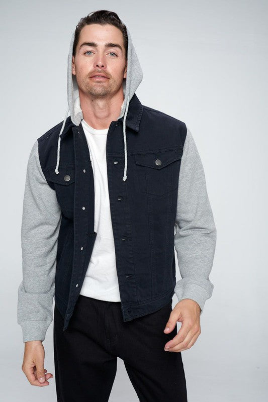 Denim Jacket with Fleece Hoodie