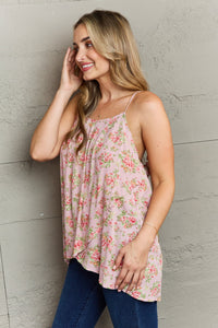 Floral Print Tulip Wrap Hem Sleeveless Cami