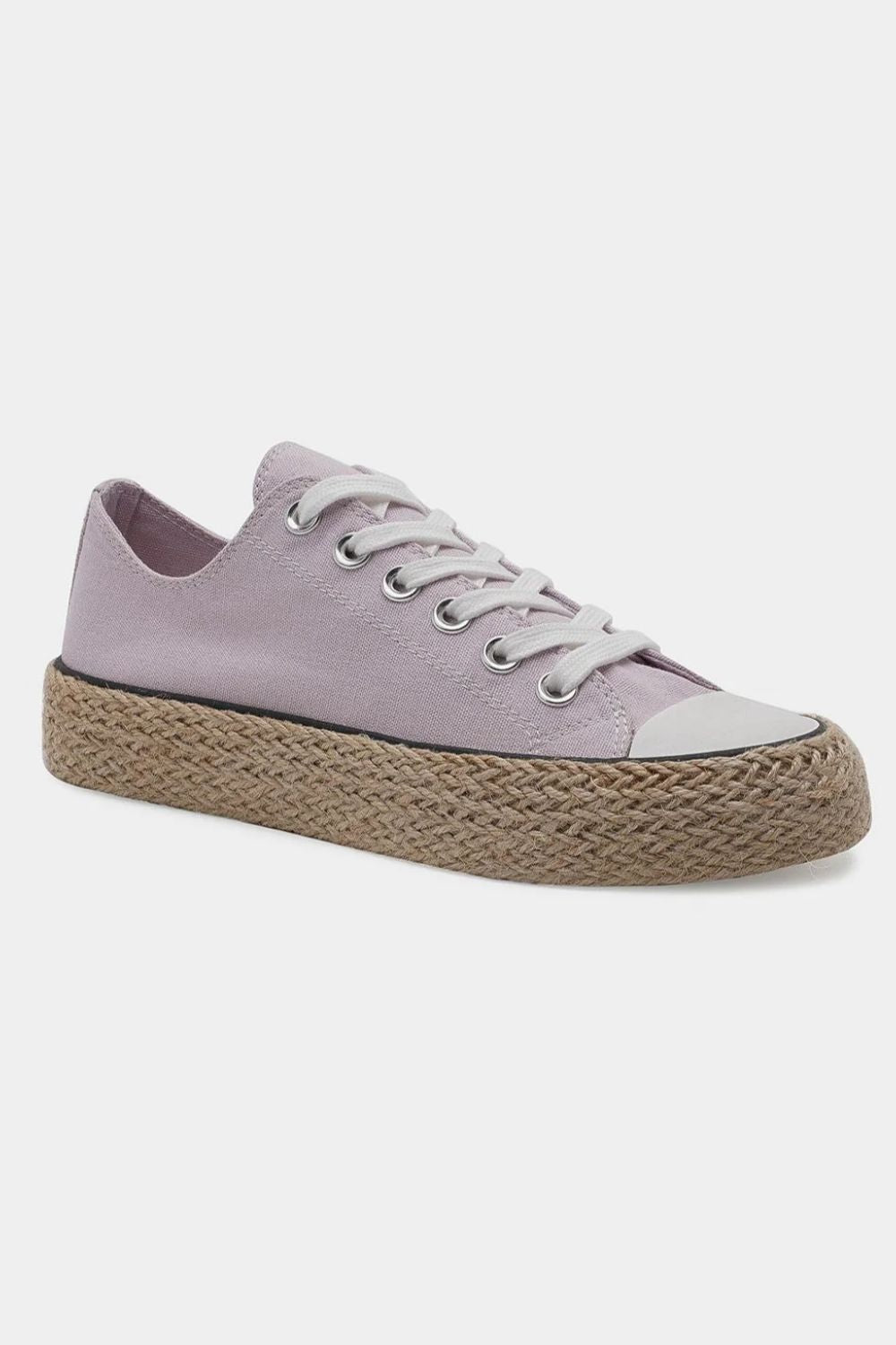 Chic Canvas Sneakers with Woven Espadrille Sole – Lightweight Lace-Up Shoes