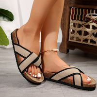 Women’s Suede Cross-Strap Flat Sandals – Comfy & Stylish Everyday Footwear