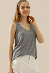 V-Neck Curved Hem Tank – Casual Comfort with a Chic Twist