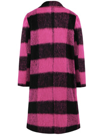 Plaid Double-Breasted Long Coat – Bold & Cozy Outerwear