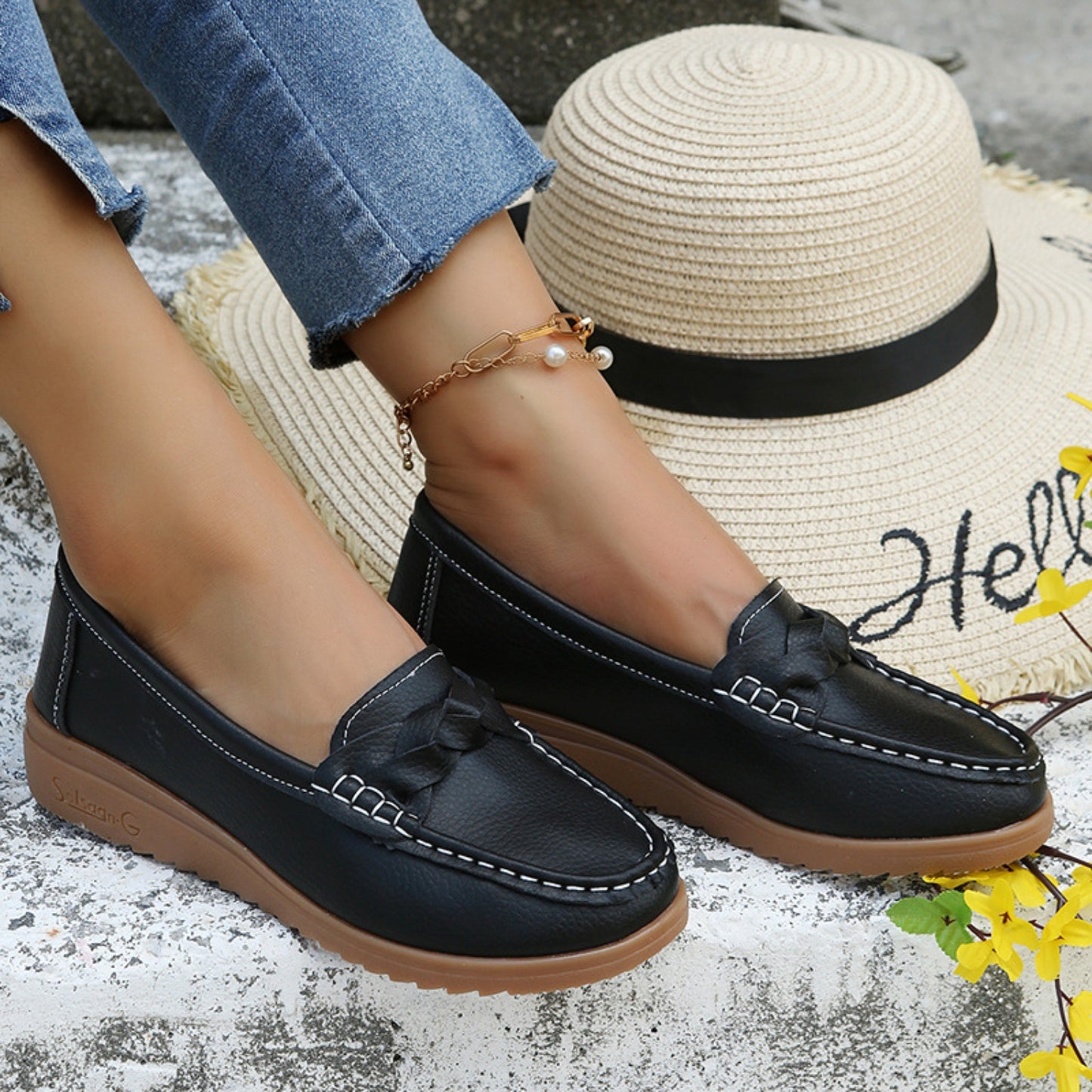 Classic Slip-On PU Leather Loafers – Available in Burnt Orange, Black, Navy & Deep Red