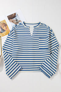 Striped Long-Sleeve Top with Pocket – Casual Everyday Essential