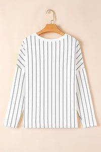 Striped V-Neck Long Sleeve Blouse – Effortless Style with Everyday Comfort