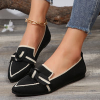 Pointed Toe Bow Detail Loafers – Casual Flats in Multiple Colors