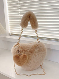 Heart-Shaped Faux Fur Handbag – Cute & Cozy Small Shoulder Bag