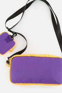 Colorful Nylon Crossbody Bag with EarPods Pouch – Medium Size, Removable Strap