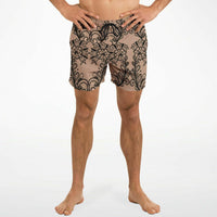 Black & Nude Lace 5.5" Men's Swim Trunks