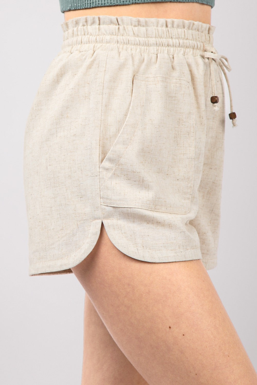 Women's Eco-Friendly Drawstring Linen Shorts with Side Pockets