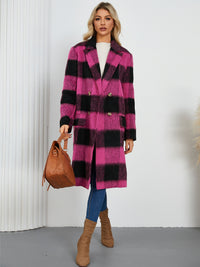 Plaid Double-Breasted Long Coat – Bold & Cozy Outerwear