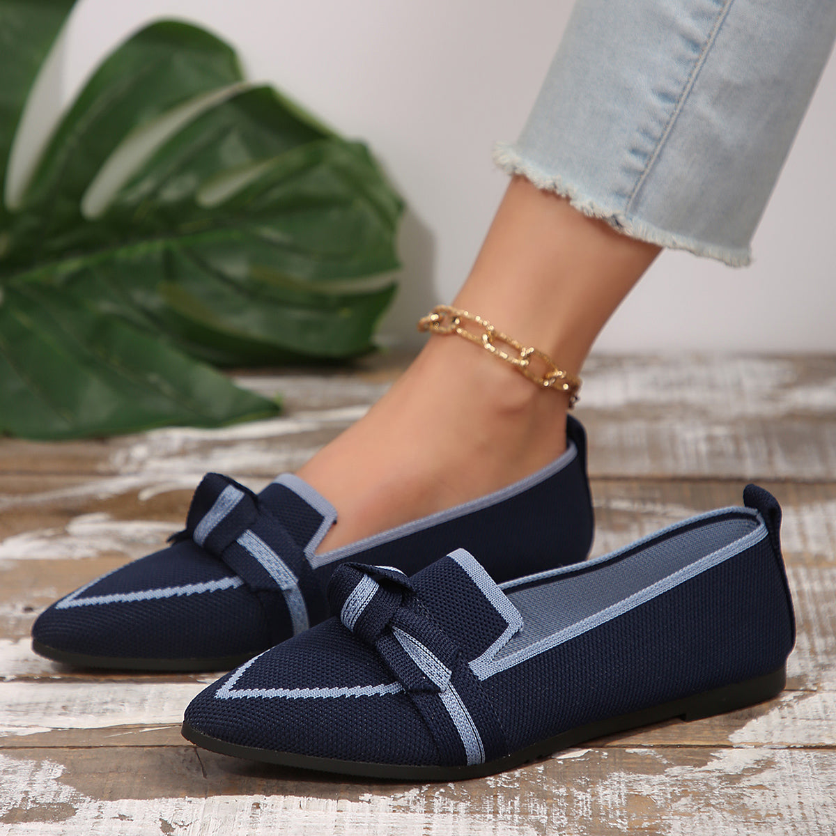 Pointed Toe Bow Detail Loafers – Casual Flats in Multiple Colors