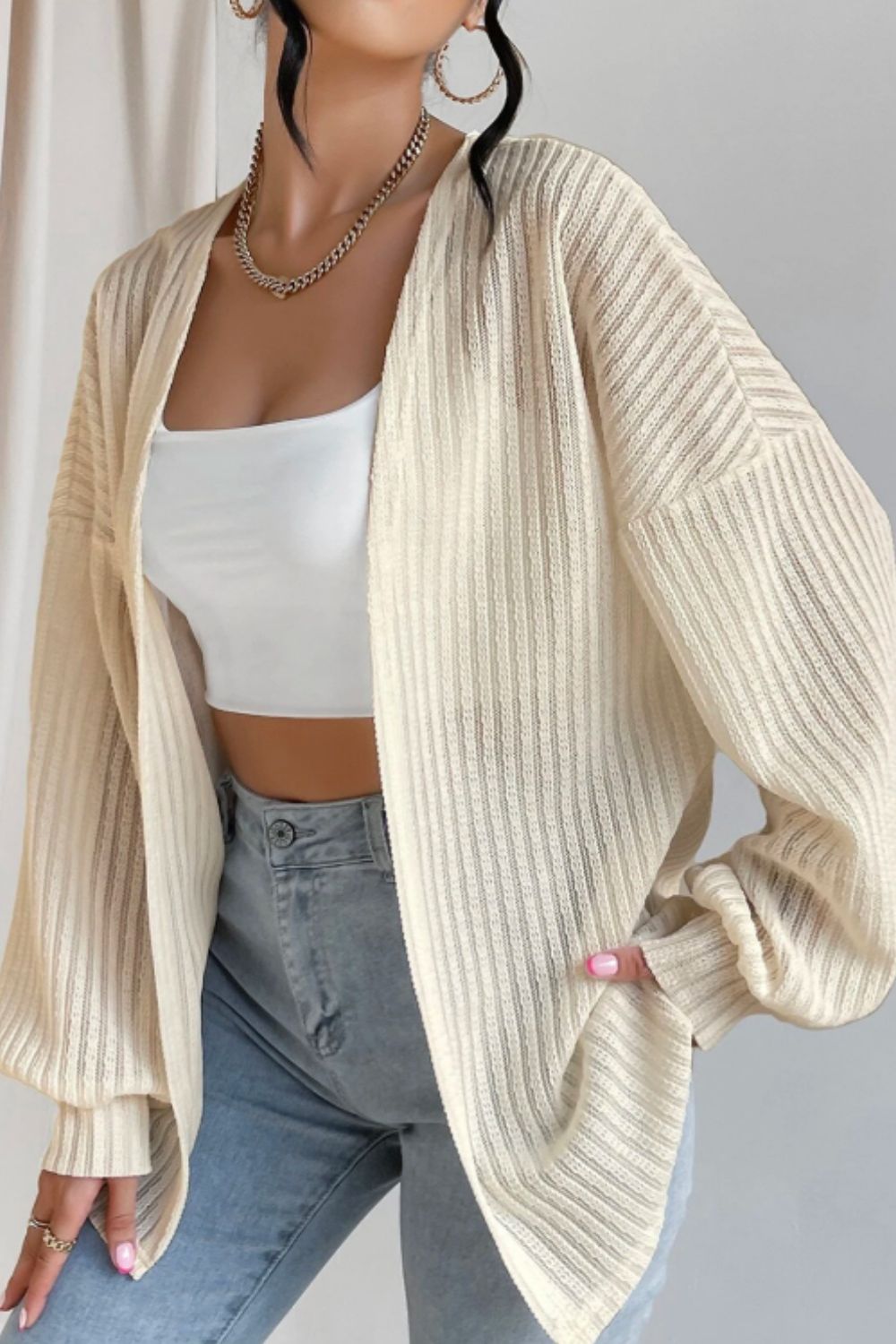 Open Front Long Sleeve Cardigan – Casual & Comfortable Layer