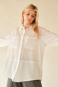 Crinkled Jacquard Button-Down Shirt – Sophisticated Texture and Style