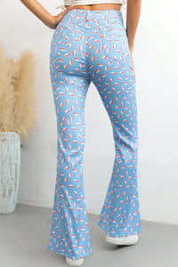 Women's High-Waist Patterned Flare Pants – Multiple Colors