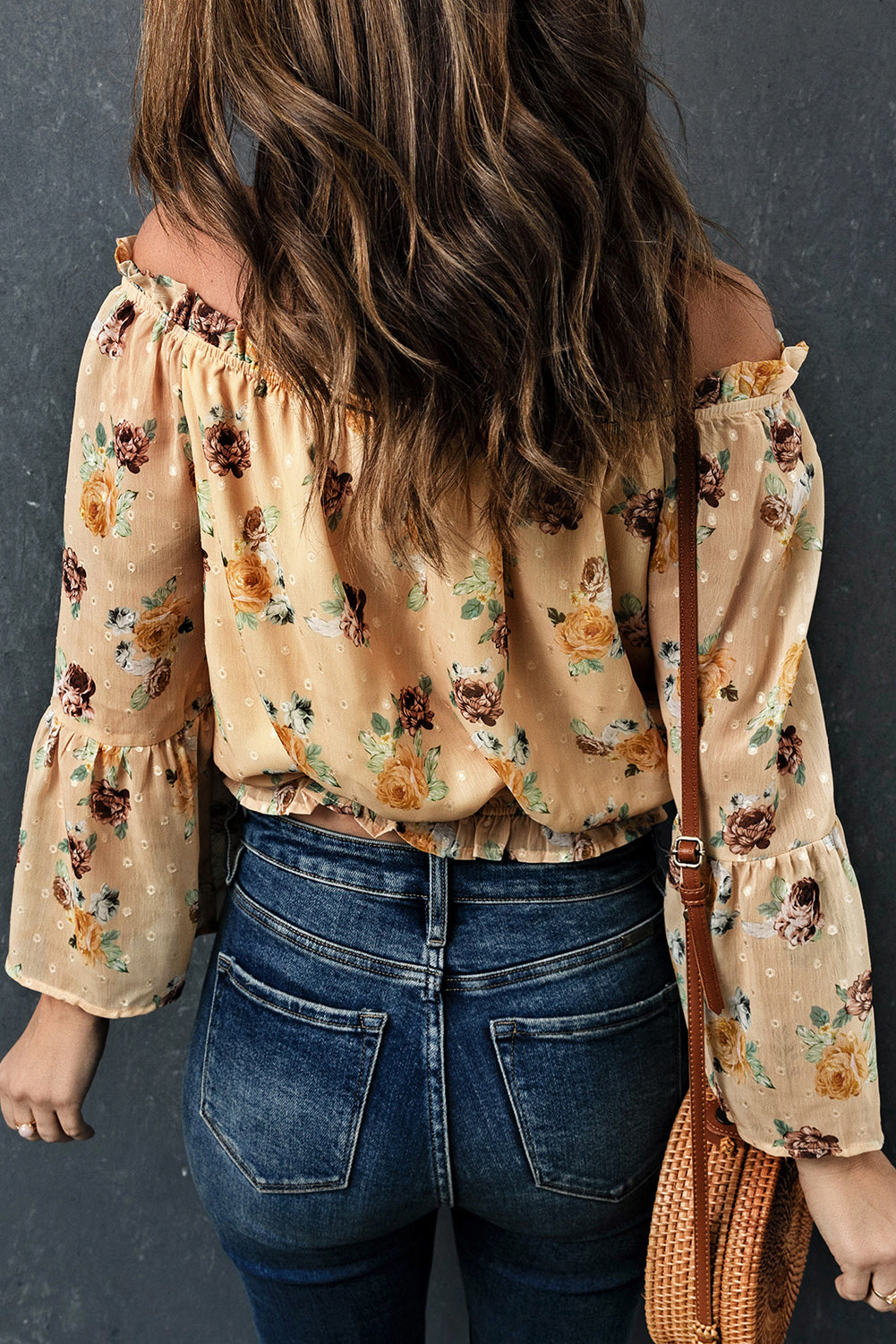 Sunlit Blossom Bell Sleeves Crop Top