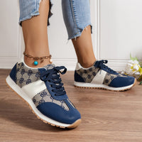 Women’s Casual PU Leather Sneakers – Flat Heel, Available in Black or Blue