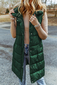 Longline Puffer Vest with Lined Interior – Sleek Sleeveless Layering Essential