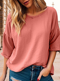 Women’s Relaxed Fit 3/4 Sleeve Top – Casual Comfort in 4 Colors