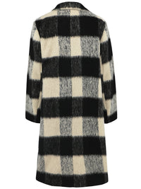 Plaid Double-Breasted Long Coat – Bold & Cozy Outerwear