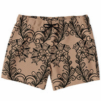 Black & Nude Lace 5.5" Men's Swim Trunks