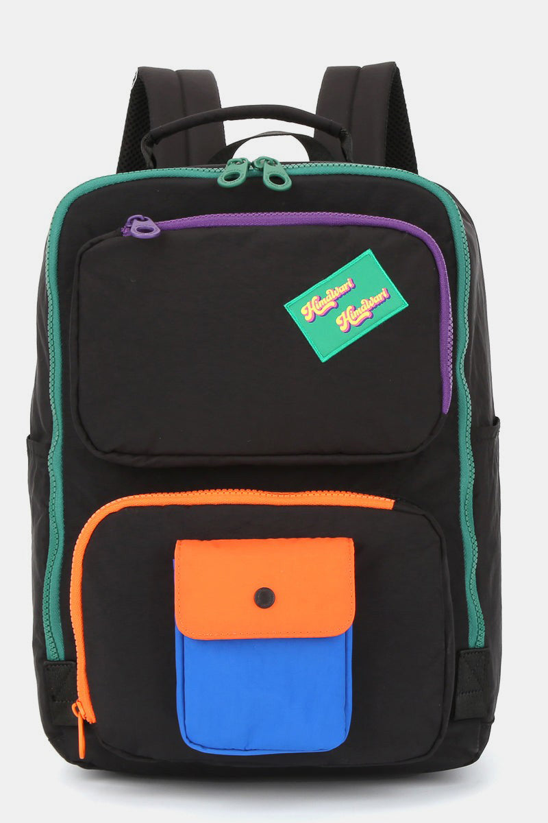 Color-Block Nylon Backpack with Top Handles – Large, Waterproof, Unisex