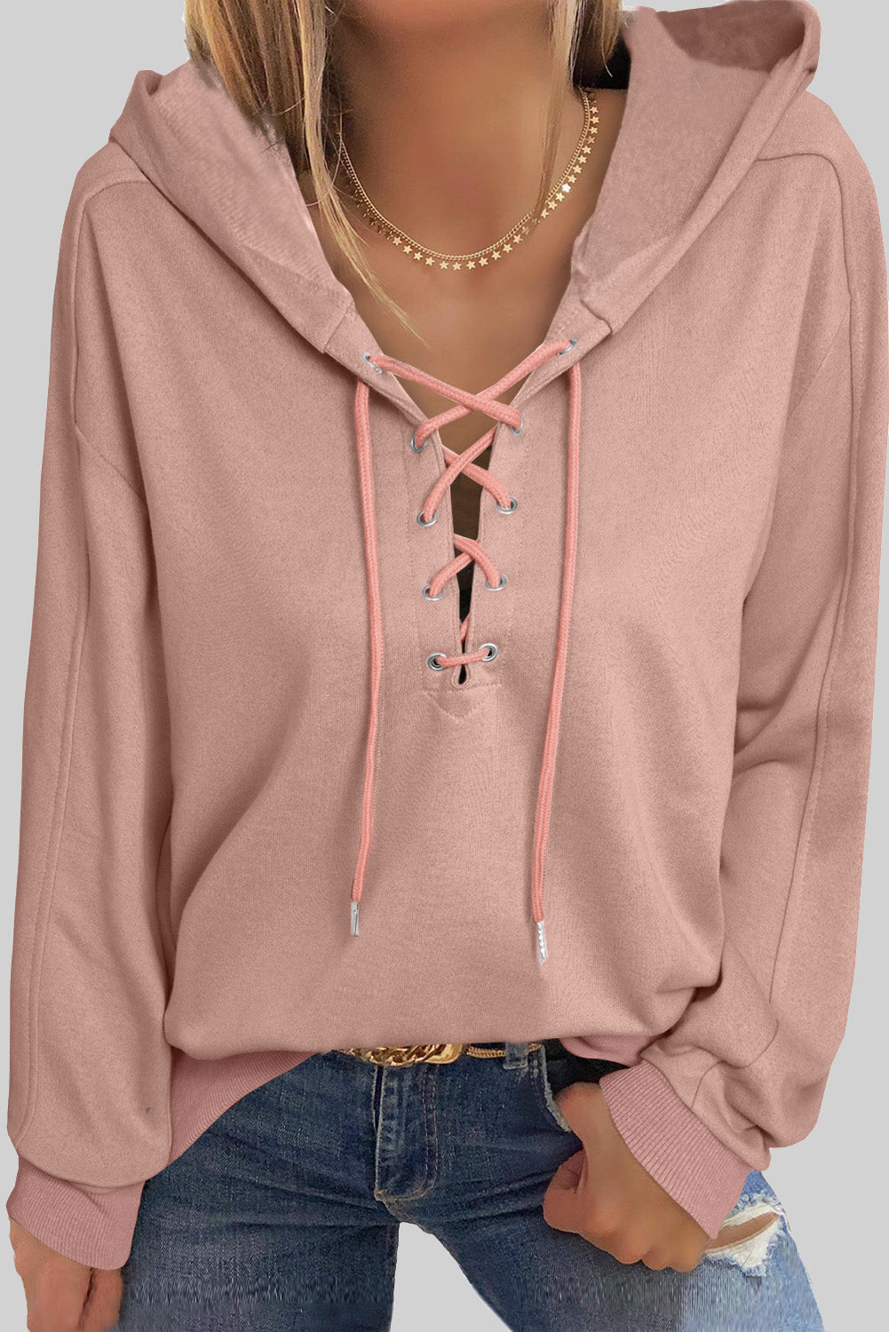 Women’s Lace-Up Hoodie – Cozy & Stylish with a Relaxed Fit