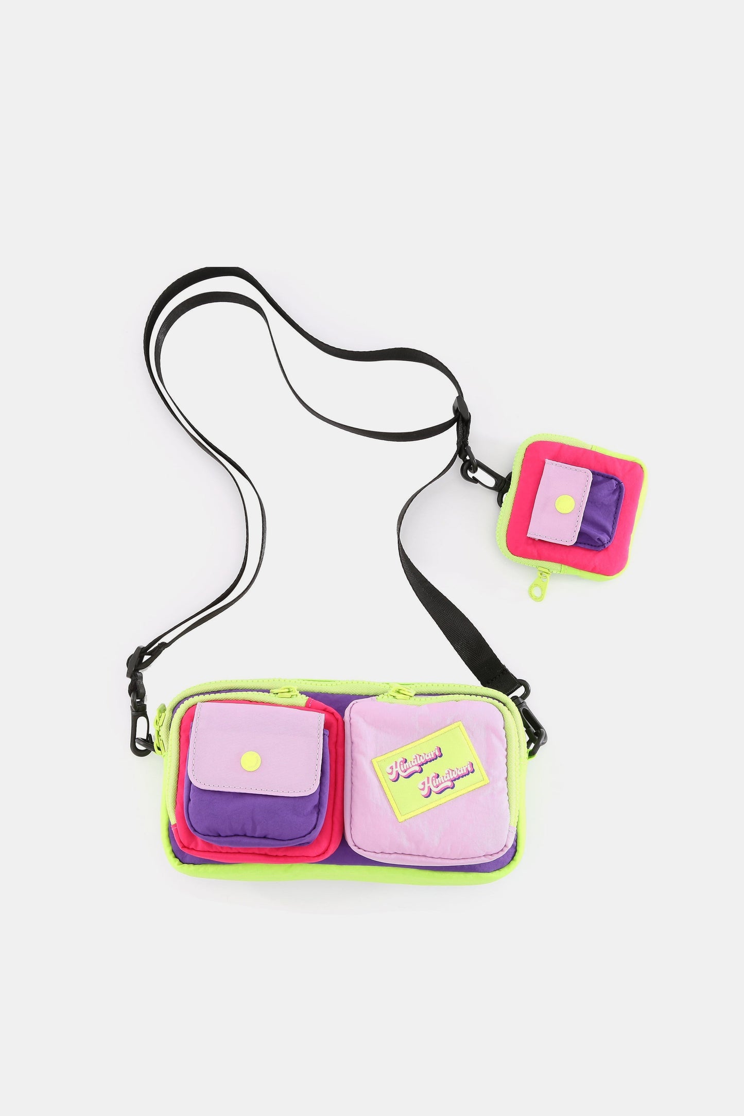 Colorful Nylon Crossbody Bag with EarPods Pouch – Medium Size, Removable Strap